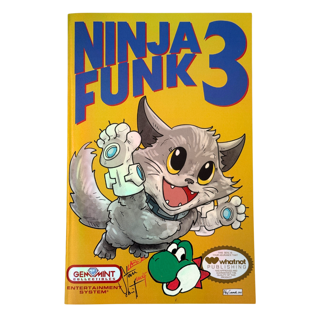 Ninja Funk #3 – NM – Super Mario 3 Foil Variant – Signed with Yoshi Sketch by Steve Schuitt – 2023 (Whatnot Publishing)