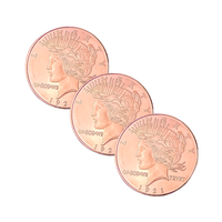 Peace Dollar Copper Round – 1 oz .999 Pure Copper – Set of 3 – Brand New