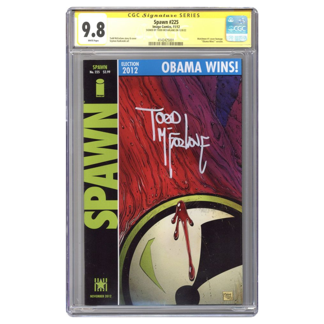 Spawn #225 – Signed Todd McFarlane “Obama Wins” / Watchmen #1 Cover Homage – CGC 9.8 SS – 2012 (Image Comics)