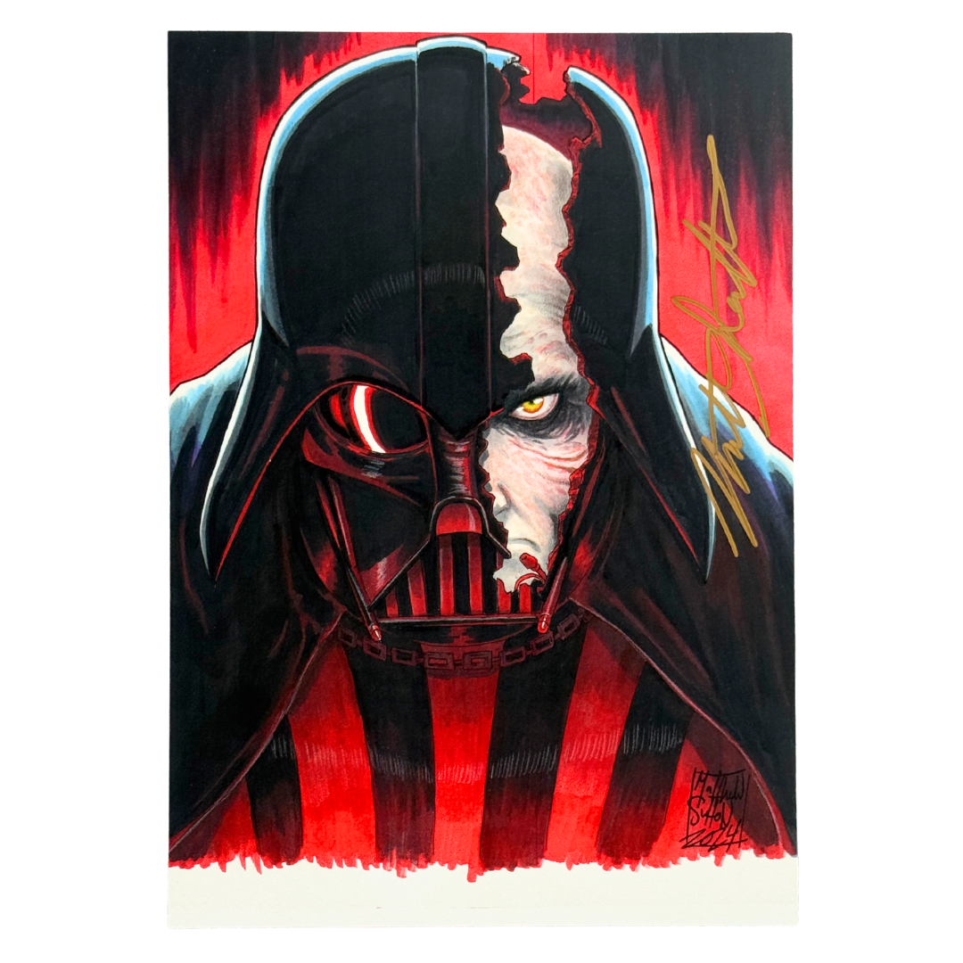 Star Wars – Darth Vader/Anakin “Broken Mask” Art Print – Matthew Sutton Signed w/COA – 10"x7" Board – NM – 2024