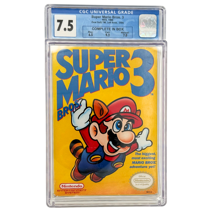 Super Mario Bros. 3 (NES, 1990) – Left Bros CIB – CGC 7.5 – 1st Print Classic (Nintendo, 1990)