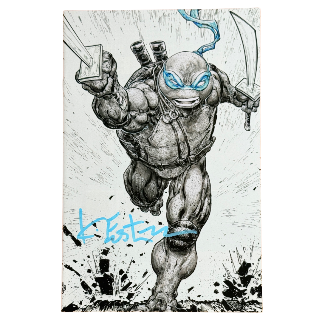 Teenage Mutant Ninja Turtles #110 – Kevin Eastman Signed / Freddie Williams B&W Leonardo Sketch Variant – NM – 2020 (IDW Publishing)