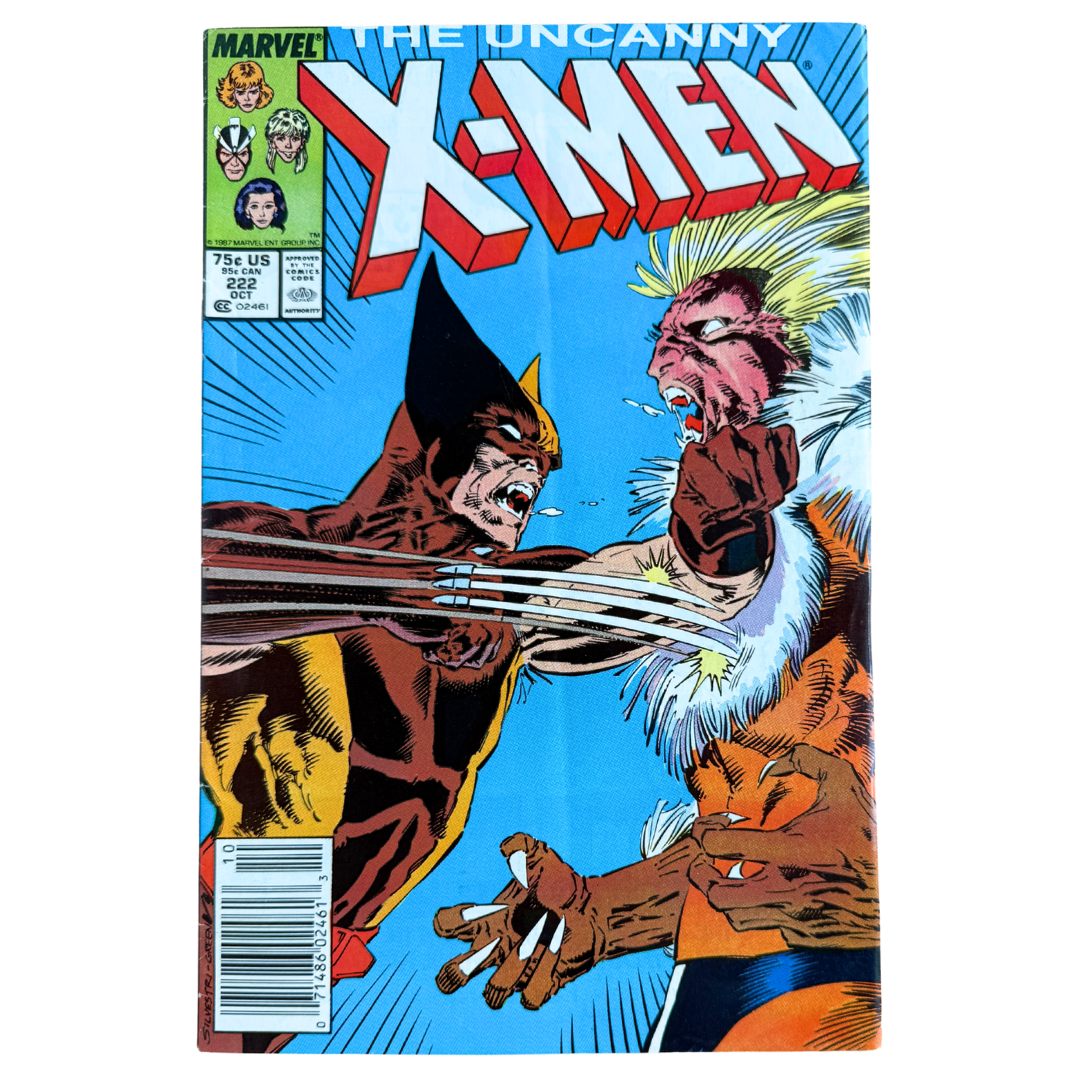 Uncanny X-Men #222 – Wolverine vs. Sabretooth / Newsstand Edition – VG – 1987 (Marvel Comics)