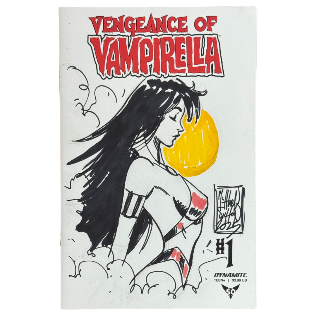 Vengeance of Vampirella #1 – Blank Authentix Cover / Matthew Sutton Full Sketch (Original Art 1/1) – NM – 2019 (Dynamite Entertainment)