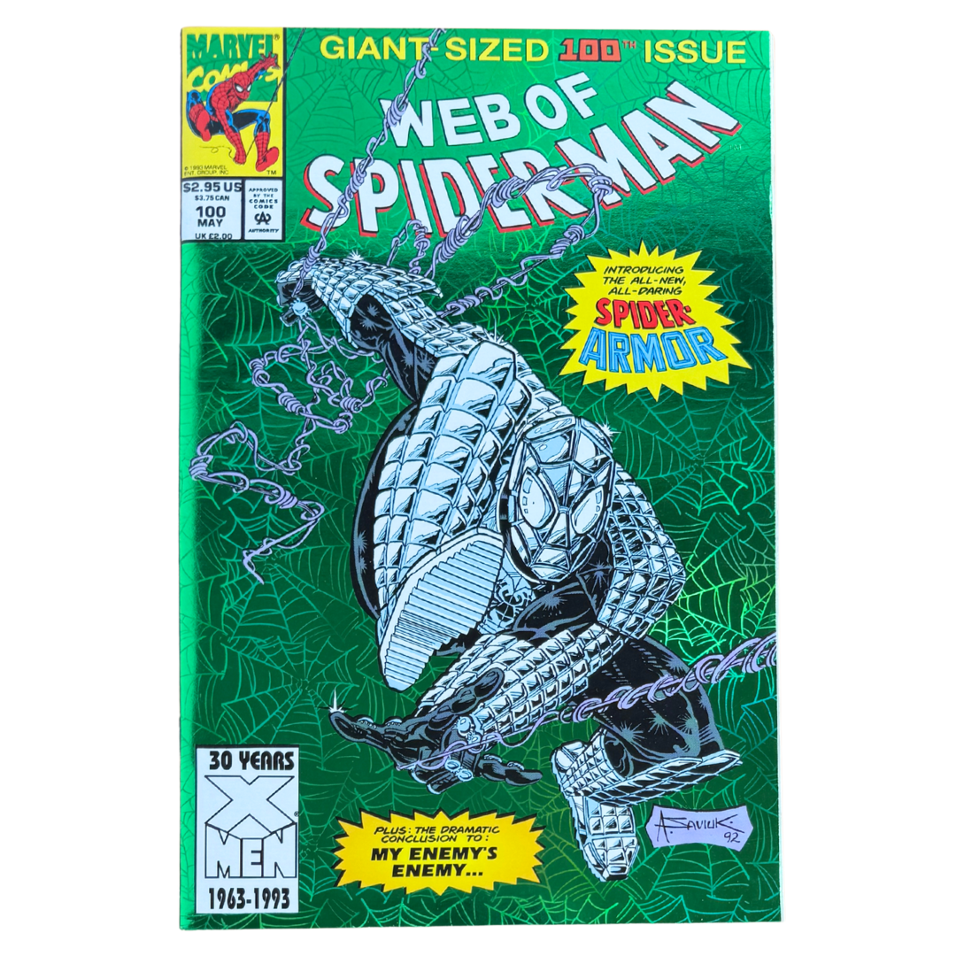 Web of Spider-Man #100 – 1st Appearance of Spider-Armor / Giant-Sized Anniversary Issue – NM – 1993 (Marvel)