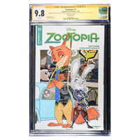 Zootopia #1 – CGC 9.8 – Signed, Sketched & Cut-Out Artwork by Eleyndra & Christopher Whitehead – 2025 (Dynamite)